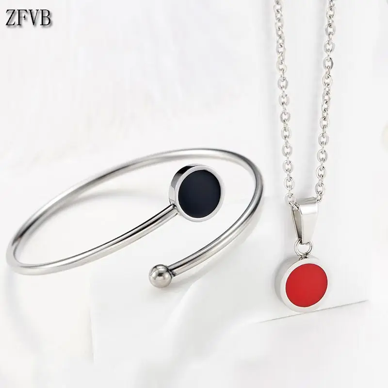 ZFVB модные комплекты ювелирных изделий для женщин ожерелья из нержавеющей стали