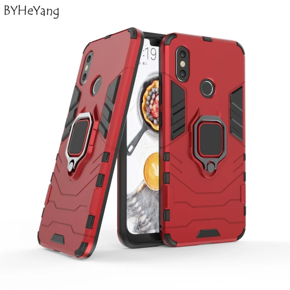 BYHeYang роскошный бронированный чехол для Xiaomi Mi 8 металлический кольцевой кронштейн