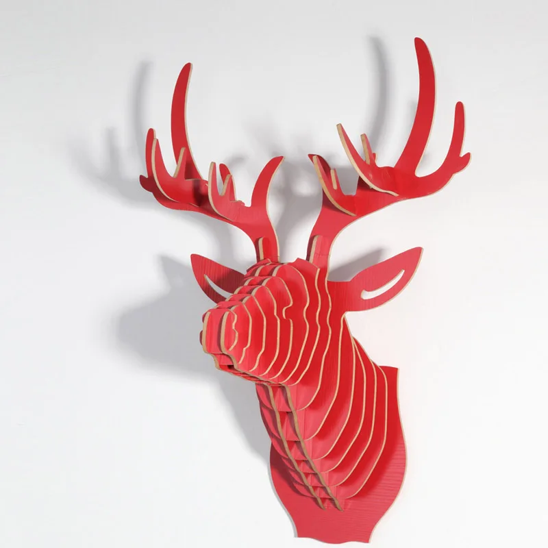 Деревянная голова оленя для украшения стен креативная деревянная животного в