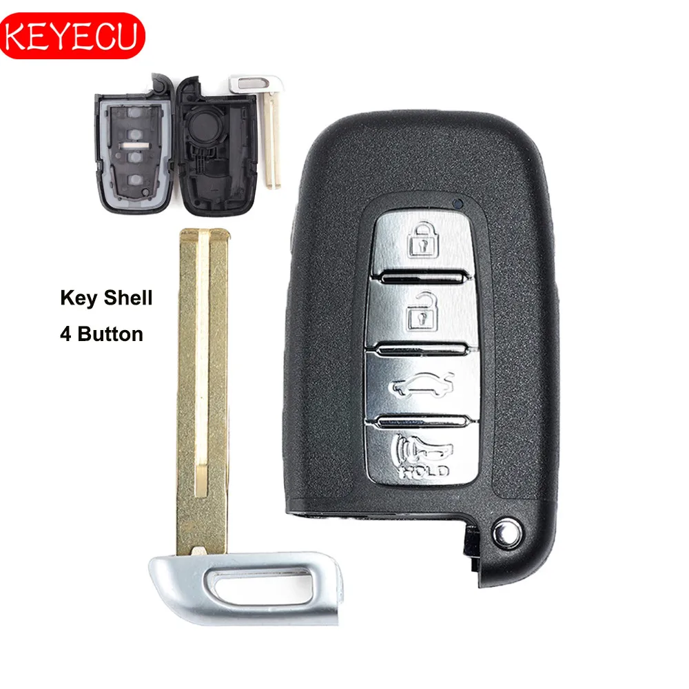 Keyecu Сменный Чехол для пульта дистанционного управления 4 кнопки Fob Hyundai Elantra Genesis