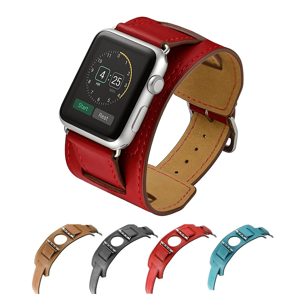 Ремешок из натуральной кожи для apple watch band 44 мм 40 42 38 аксессуары браслета браслет