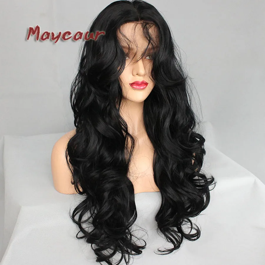 Женские синтетические волосы черные длинные волнистые волосы|wigs for blacks|wigs black