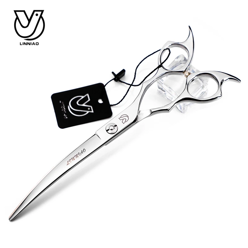 7inch Silver Curved Scissor Professional Shear Dog Pet Grooming Animal Haircut Honden Trim Scharen | Красота и здоровье