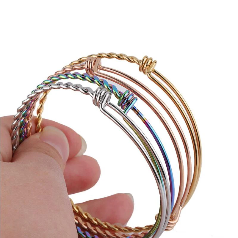 Fnixtar 316L Adjustable Stainless Steel Bangle &amp Bracelet Twist Wire 4 Colors Cuff 30pcs/lot | Украшения и аксессуары