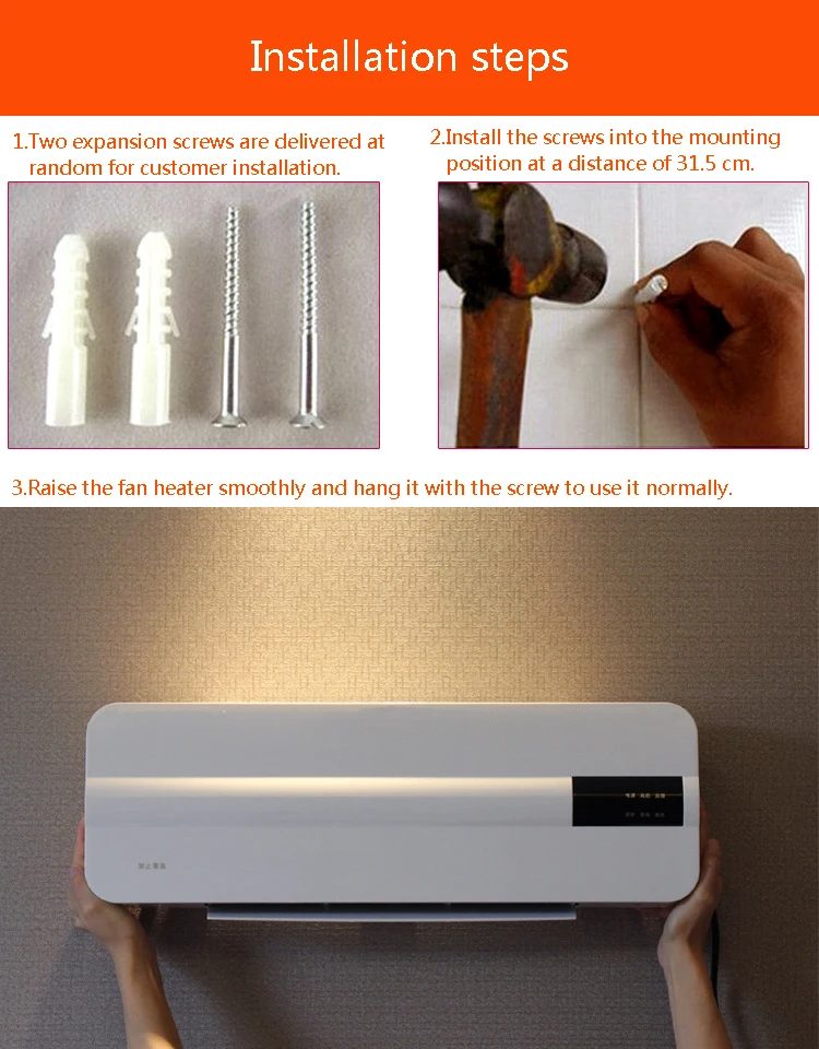 Wall-mounted Electric Air Heater Fan Wall Hanging Warm Cool Wind Blower Warmer Room Ceramic Thermal Heating Stove Radiator