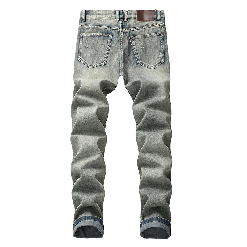 Silentsea Мужские джинсы Slim Fit Классические рваные для мужчин брендовая одежда в