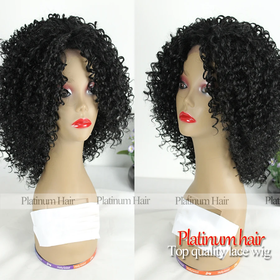 Высококачественные Синтетические Кружева Перед Парики Короткие Afro Kinky Вьющиеся