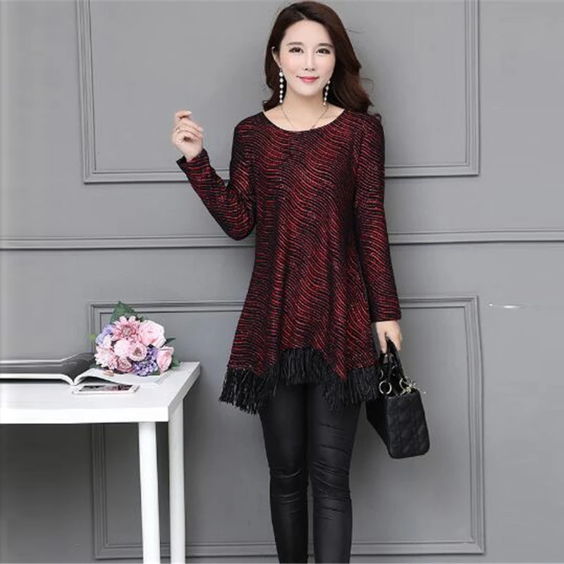 

Hot Middle-aged Women Autumn Dress Female Leisure Dresses Of The Big Sizes Dresses For Women Vestido Winter Warm Bottom Dress