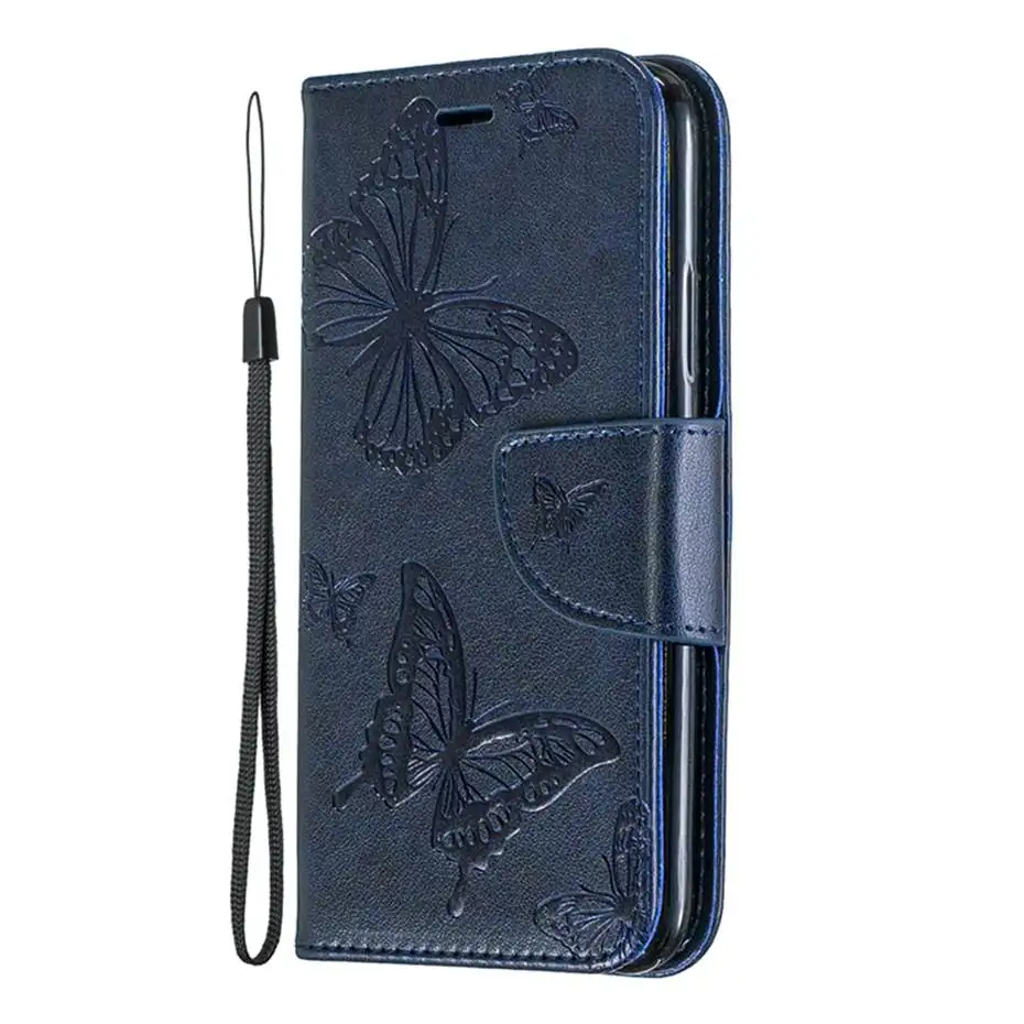 Blue Чехол-книжка из искусственной кожи для Xiaomi Redmi 7, 6, 6 Pro, чехол с 3D бабочкой для телефона Xiaomi Redmi Note 7, кошелек, чехол-Кошелек, Чехол - Цвет: Blue