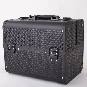 Профессиональный алюминиевый ящик для макияжа из ПВХ, косметичка, многоярусный чехол для косметики, Блокируемая коробка для ювелирных изделий, подарок, Дорожный Чехол