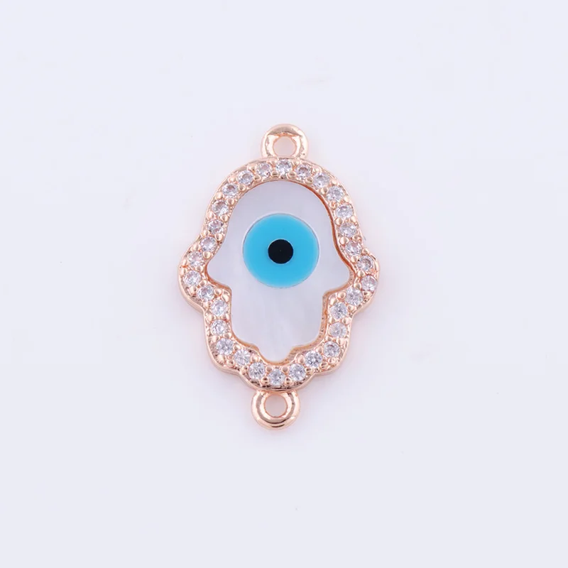 1pc 18*12mm Shell Evil Eye Hamsa Hand Connector Charms Pendant Accessories For DIY Fashion Bracelet Necklace Jewelry Findings | Украшения и