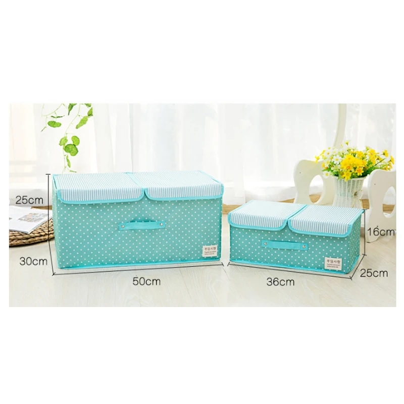 Oxford Folding Storage Box Waterproof Organizer For Underwear Clothes Sundry Home Children's Toy Books Double Cover Boxes | Дом и сад