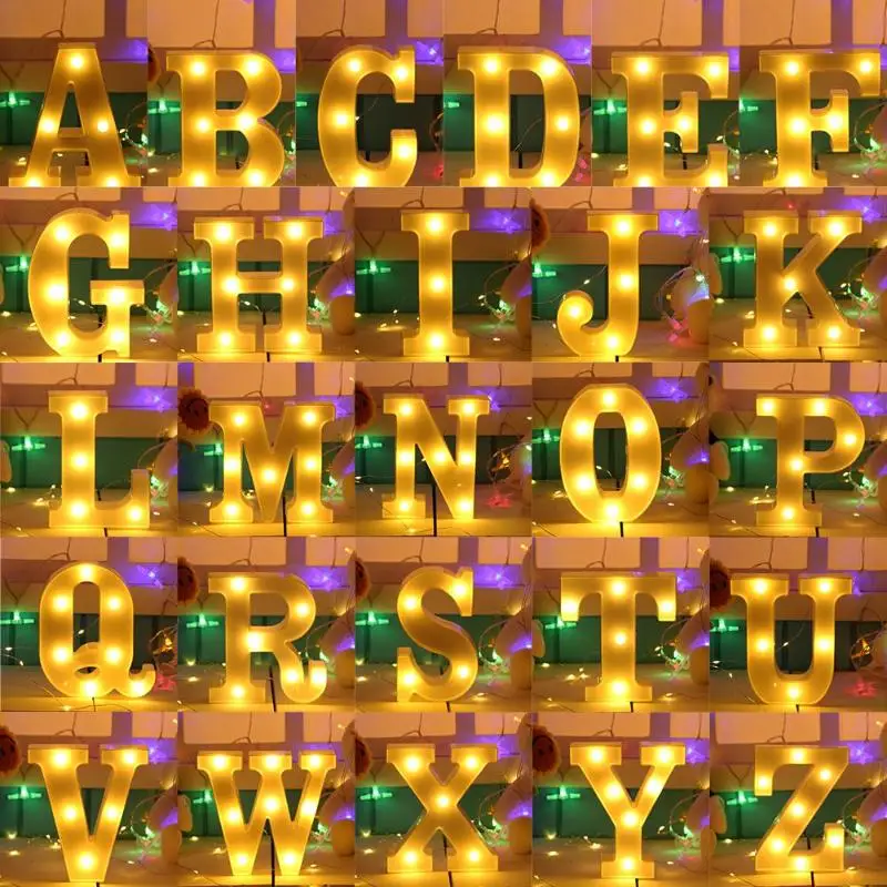3D 26 белый буквенный Алфавит LED Marquee знак свет Крытый настенный ночник лампа