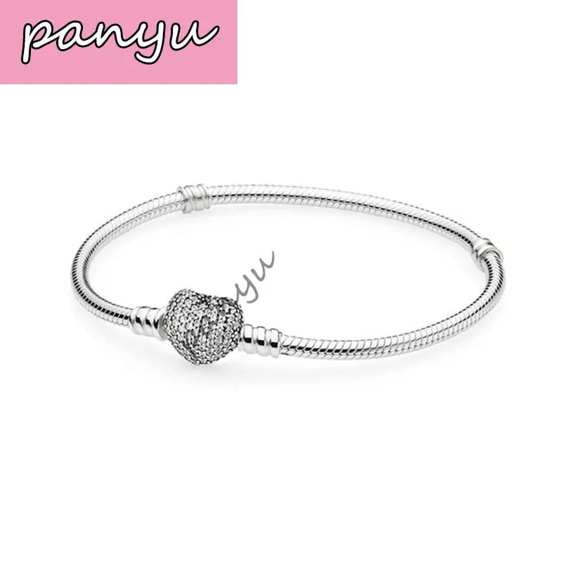 1:1 S925 браслет любовь, подходит для Ms. Pandoras браслет серебряный DIY ювелирные изделия подарок - Окраска металла: Светло-желтый, золотистый цвет