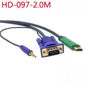 (100 шт./лот) HDMI Мужской вход в VGA и RCA Аудио видео конвертер кабель 2 м 3 5 м|cable extension|cable