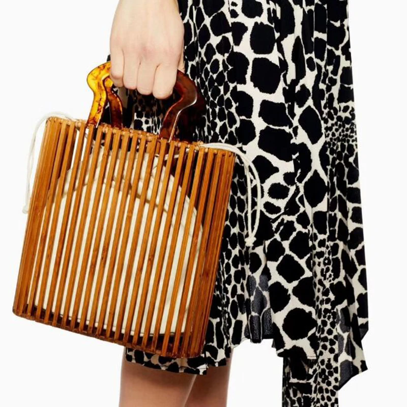 Бамбуковая сумка Женская плетеная Сумка ведро женские сумочки и сумки Плетеная