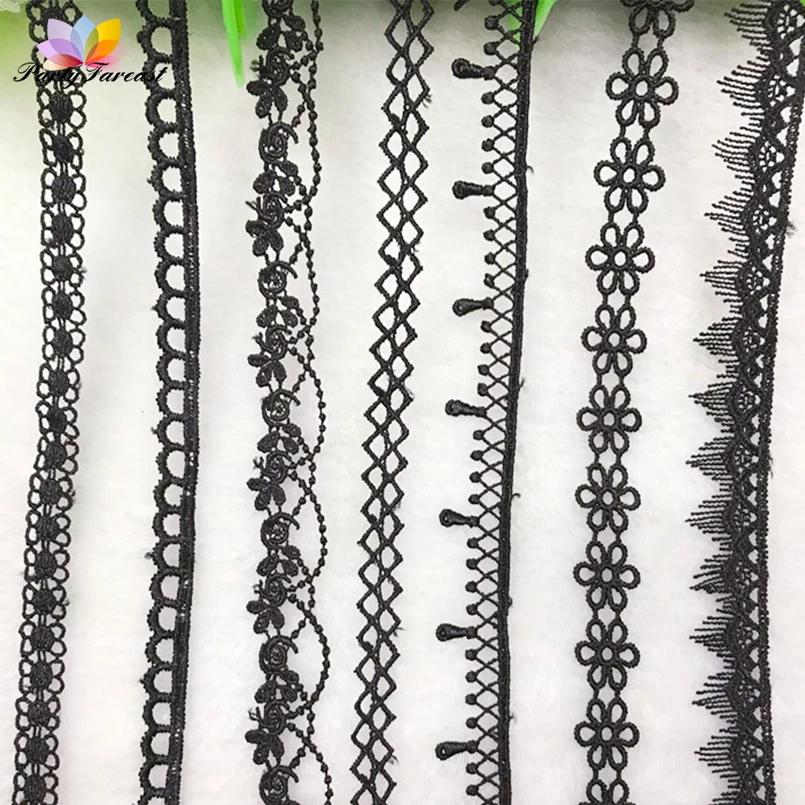 1yard Black Fabric Lace Trim Cotton DIY Sewing Crafts for Curtatin Dress Decor Handmade Crocheted Ribbon Apparl Accessories|Кружево| | - Фото №1