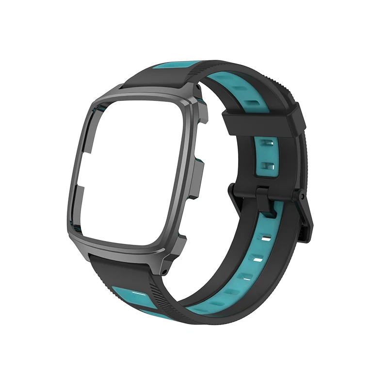 Black Blue Mijobs ремешок на запястье для Fitbit Versa Lite аксессуары Чехол протектор Браслет для Fitbit Versa ремешок Смарт часы крышка браслет - Цвет: Black Blue