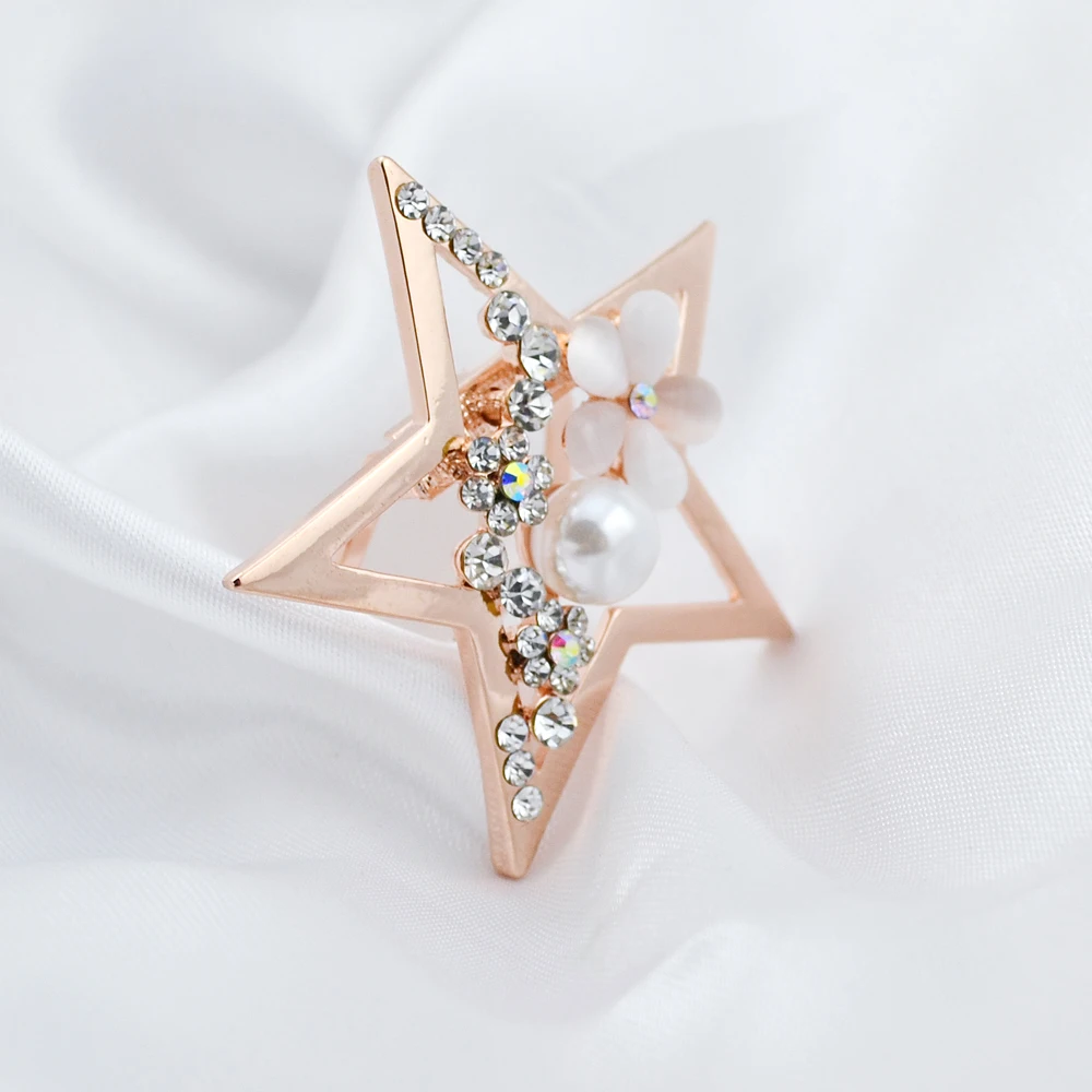 ZHEN TOMOMI Simple Star Crystal Opal Simulated-Pearl Scarf Corsage Buckle Brooch Pin Birthday Party Clothing Accessories Jewelry | Украшения