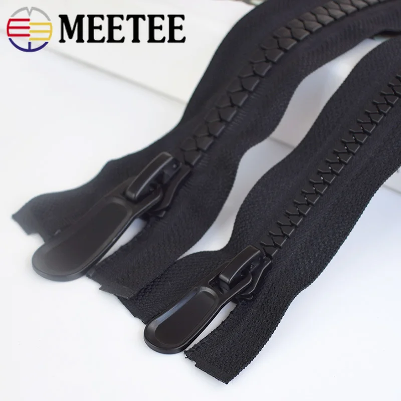 Meetee 20#60/75/80/100/150/200 см очень большой смолы на молнии белого и черного цвета с открытым концом для курток и пальто с карманами на молнии ползунки AP547