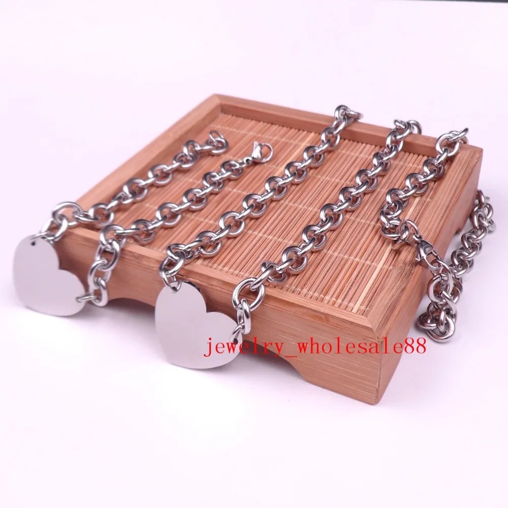 Женский ювелирный набор из нержавеющей стали Гладкий овальный звено цепи