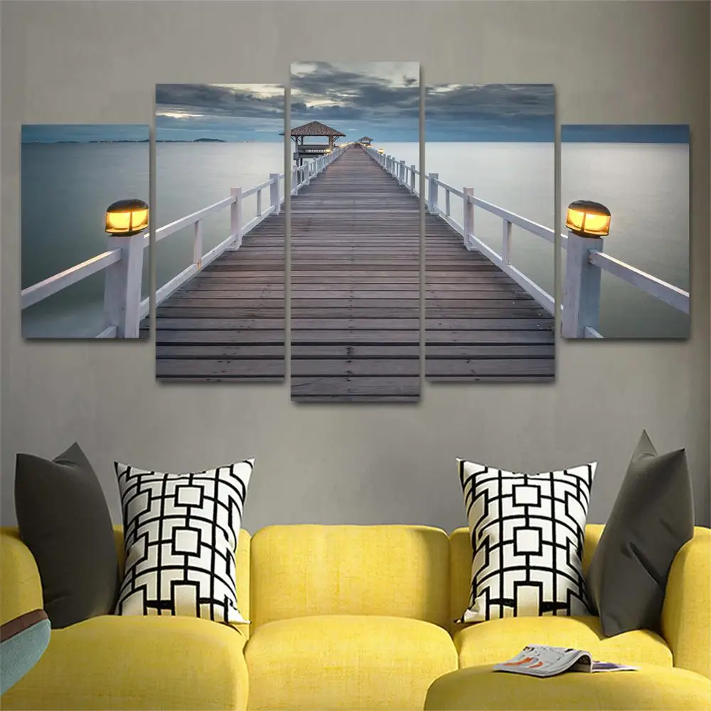

Drop shipping 5 Panel Wall Art Pictures Canvas Painting abstract canvas poster painting decoration for living room LW282