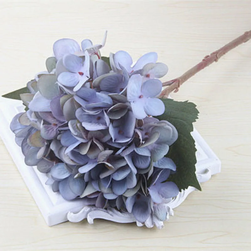 Light Purple Шелковые гортензии Искусственные цветы невесты Искусственные цветы украшения декоративный цветочный Декор для дома дешевые поддельные цветы - Цвет: Light Purple