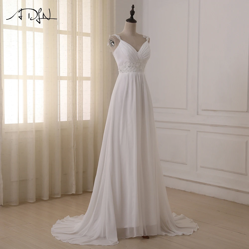ADLN пляжное свадебное платье vestido de noiva размера плюс шифоновые Свадебные платья на бретельках Свадебные платья