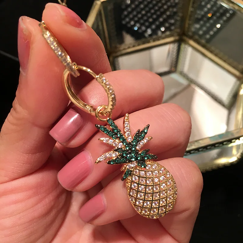 Женские серьги подвески Queen Lotus сережки в виде ананасов ювелирные изделия с