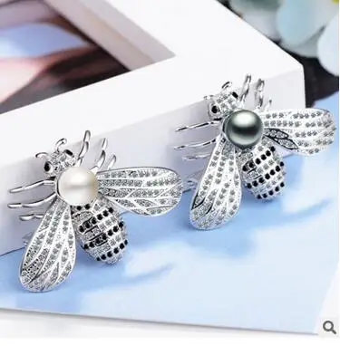 

A 40*28MM shell Fashion individual bee brooch and pearl accessories flowers women sterling--jewelry shell Pearlgirl Wedding