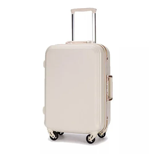 White aluminum frame Klqdzms 20/22/24/26/28 дюймов Высокое качество ABS+ PC Сумки на колёсиках Чемодан легкий путешествия чемодан на колесиках - Цвет: White aluminum frame