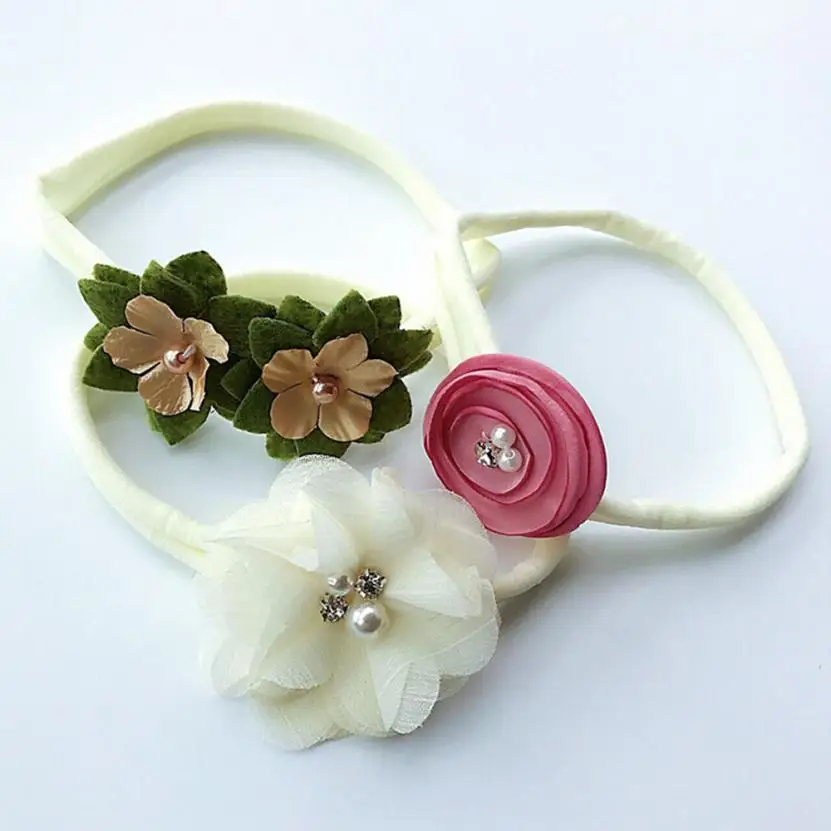 3 шт./компл. Детская повязка на голову с цветочным рисунком для маленьких девочек