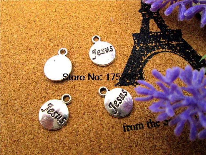 

30pcs--Jesus Charms, Antique Tibetan Silver Tone I Love Jesus pendant,Christian Pendants, Christ Charms, Christianity 15x12mm