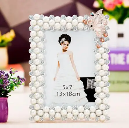 style 2 SUFEILE креативные ювелирные изделия из жемчуга белого рамка из смолы для картины стекло высокой четкости 8 дюймов фото рамка для фотографий с жемчугом и стразами свадебные фото рамки D50 - Цвет: style 2