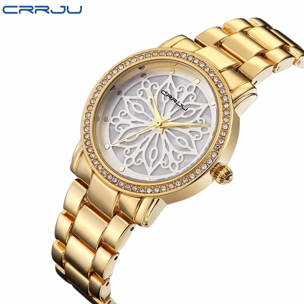 CRRJU Top Luxury Brand Women Quartz Watch Ladies wristwatches relogio feminino rose gold
