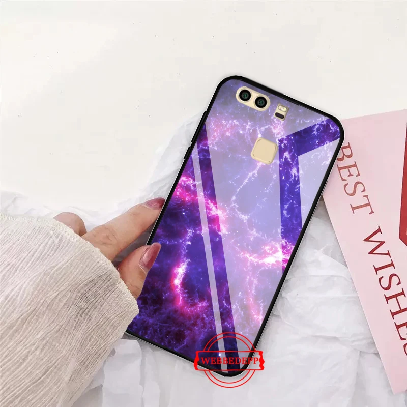 

interstellar Purple Space Star Glass Case for Huawei P10 lite P20 Pro P30 P Smart honor 7A 8X 9 10 Y6 Mate 20