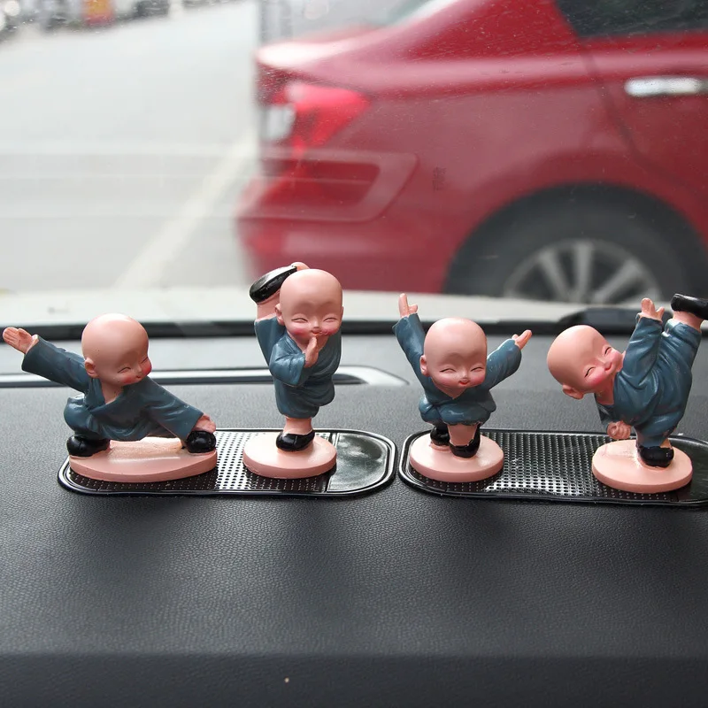 

Creative Resin Little Monks Kung Fu Boy Crafts Figurine Cute Doll Buddha Statue Miniature Figurines Car Ornaments Gifts 4PCS