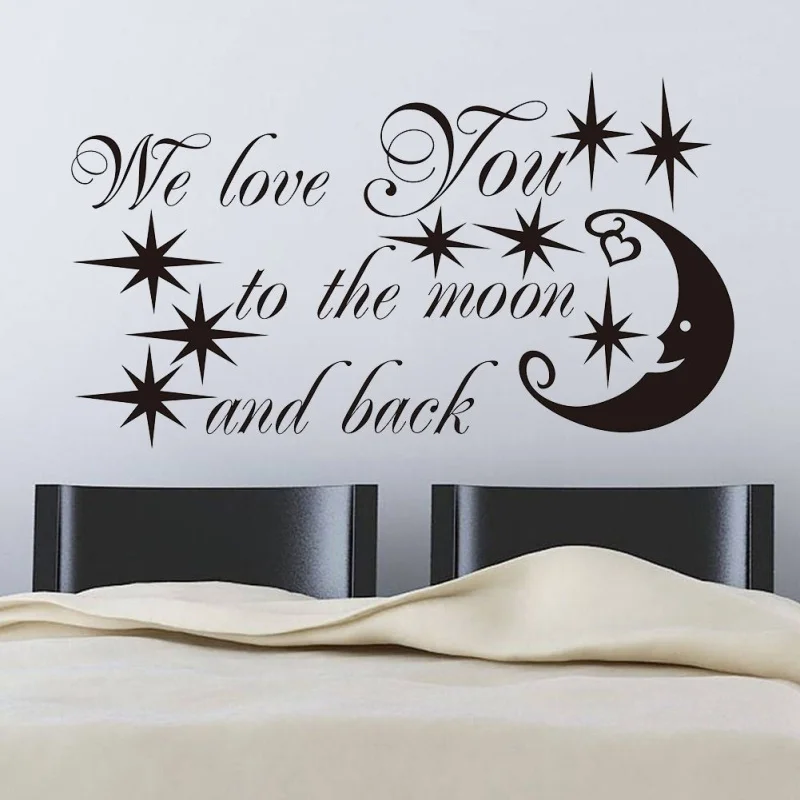 Виниловые Настенные Стикеры с надписью We Love You To the Moon And Back 41x71 см 2016|home decor|vinyl wallvinyl