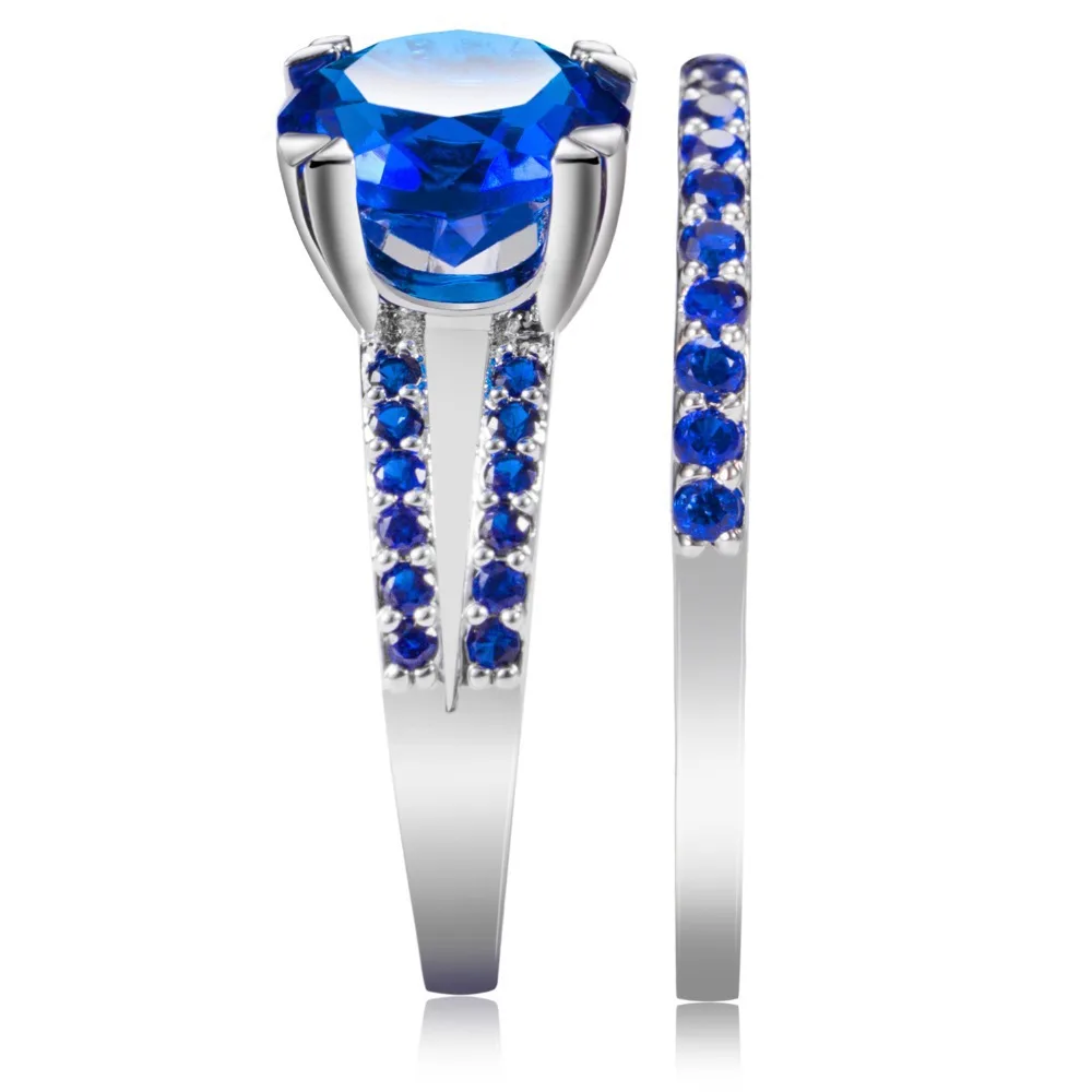 Женские серебряные обручальные кольца RACHEL VICHY круглые синие камни JewelryWL