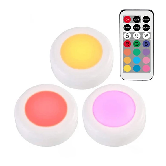 3 lamp 1 controller RGB 12 цветов под шкаф светильник с регулируемой яркостью светодиодный шайба светильник s беспроводной вниз светильник Точечный светильник s светодиодный кухонный шкаф светильник ing - Цвет: 3 lamp 1 controller