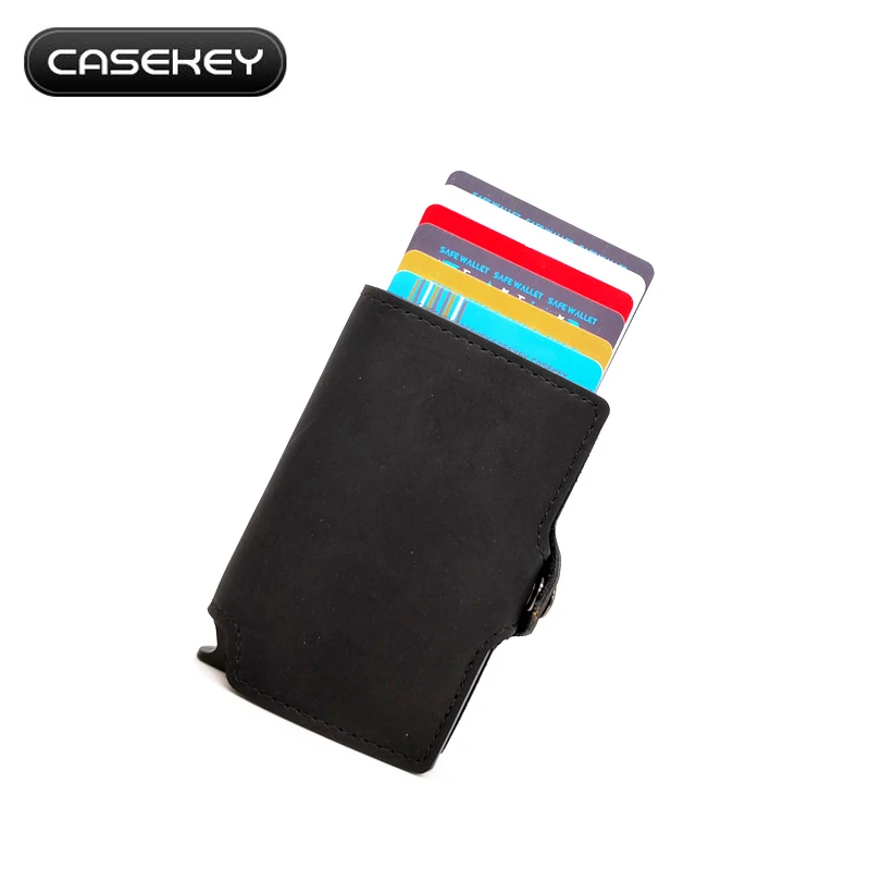 Casekey коричневый винтажный кожаный Алюминиевый бумажник автоматический