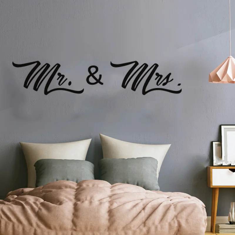 MR & MRS День Святого Валентина английская Наклейка на стену Декор Спальни Съемный