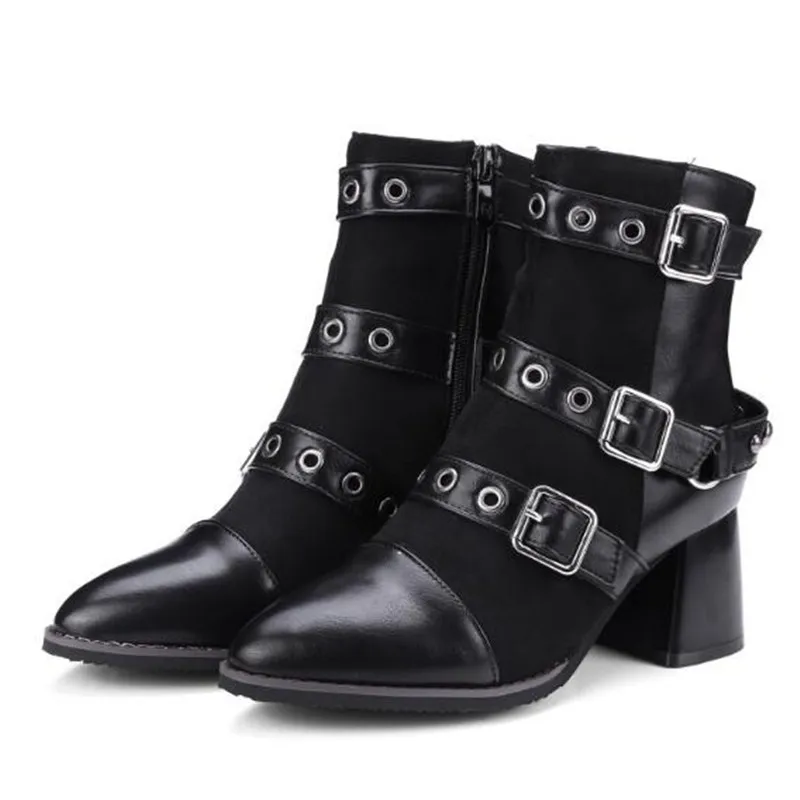 Autumn and winter New style fashion High-heeled Cusp black rivet boots Comfortable Cashmere Keep warm Women Boots 34-48