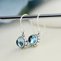 gemstone drop earrings for women elegant natural topaz 100 925 sterling silver earrings fine jewelry for wholesale