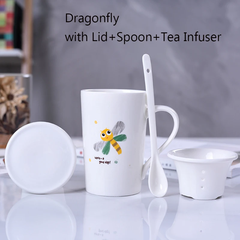 Dragonfly Infuser Unibird 400 мл Мультяшные керамические кружки с чаем для заварки влюбленных подарок кофейные кружки Питьевая чашка посуда для напитков молочный стакан для завтрака - Цвет: Dragonfly Infuser