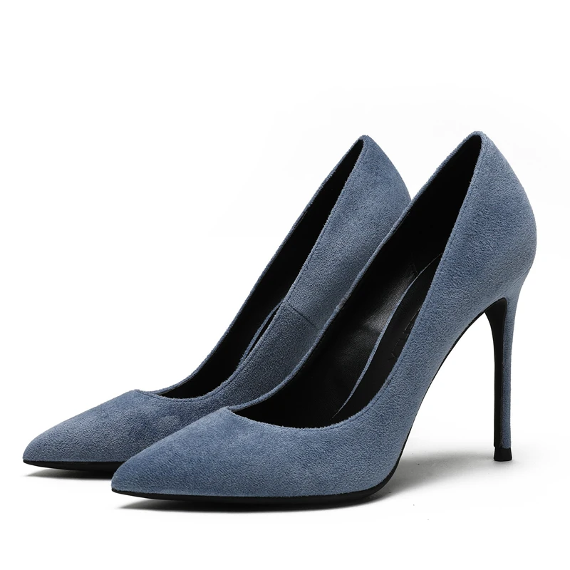 

2020 New Arrival Suede Leather Shoes Women Pumps Pointed Toe Sexy Thin High Heels Shoes Party Wedding Shoes Woman F0075