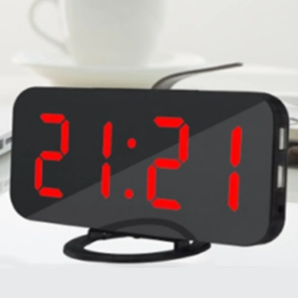 СВЕТОДИОДНЫЙ цифровой Повтор Dual USB телефона Android Зарядное устройство будильник |