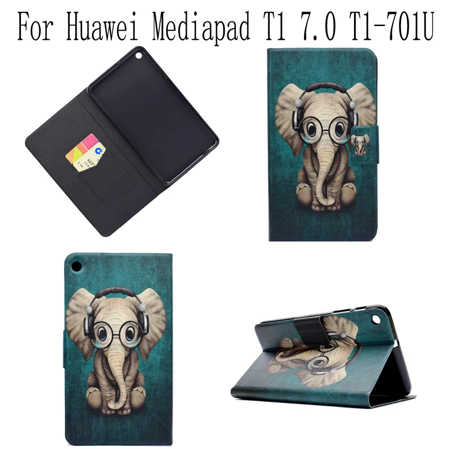 Умный чехол для Huawei Mediapad T1 7 0 дюйма книжка флип планшета с принтом животных из
