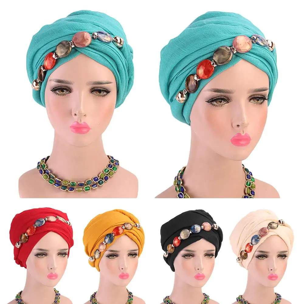 Ожерелья подвески длинный мусульманский хиджаб шарф украшенный бисером