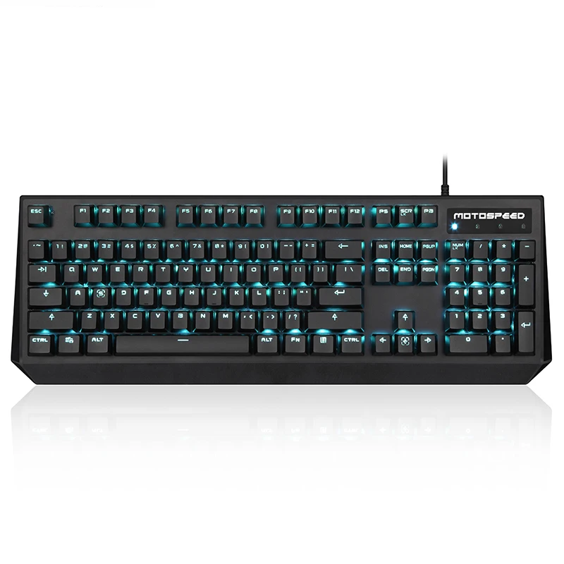 Black Motospeed K95 USB настоящая механическая проводная клавиатура с 104 клавишами, синий переключатель, игровой светодиодный Одноцветный с подсветкой для настольного компьютера - Цвет: Black